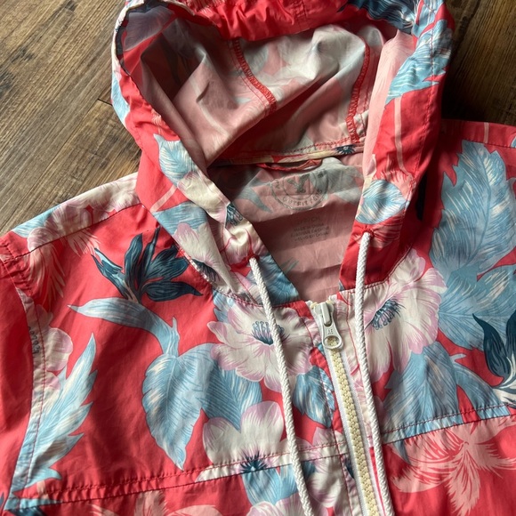 American Eagle Outfitters Pink and Blue Hooded Raincoat - Picture 2 of 3